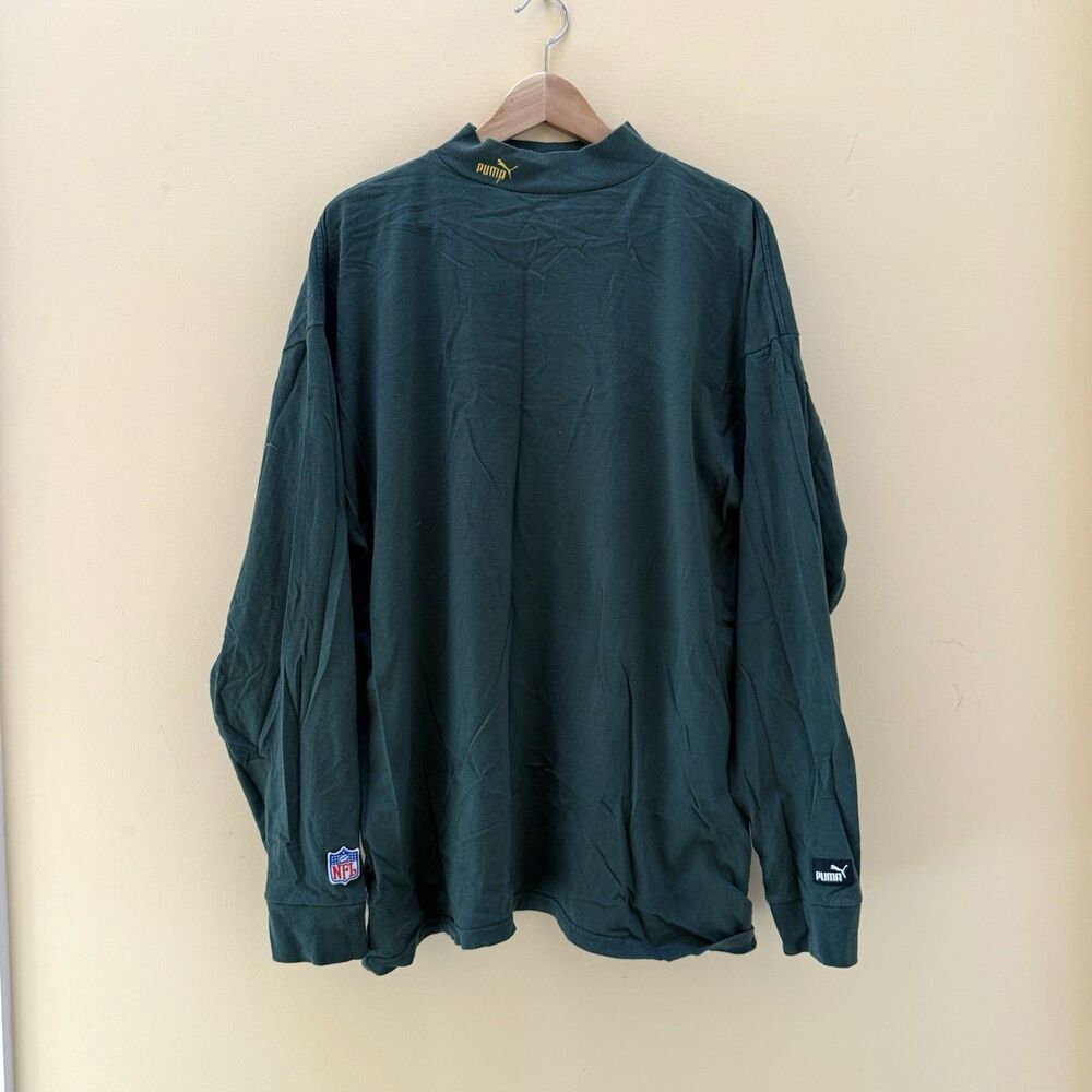 Vintage Puma Long Sleeve Mock Neck Football Shirt XL Green